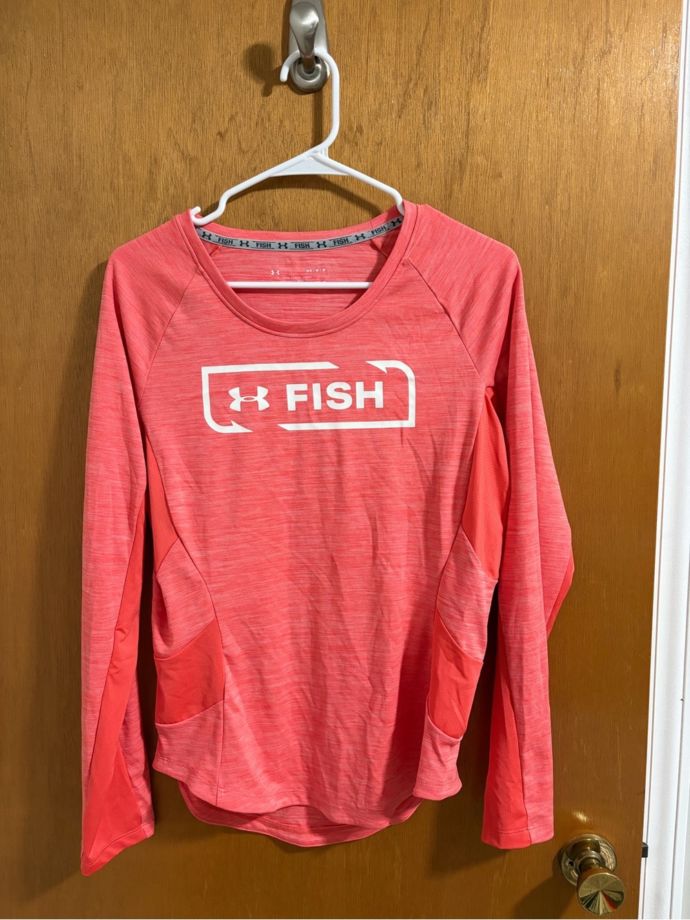Under Armour Coral Pink Long-Sleeve Performance Shirt with FISH Logo